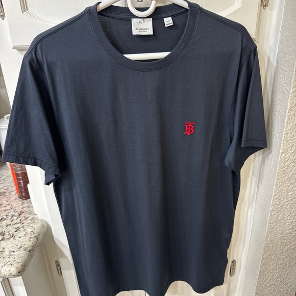 Burberry Navy T-Shirt with Red Emblem